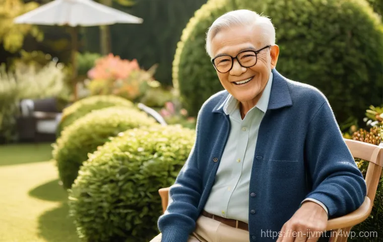 ETF 연금 계좌 활용법 - **Golden Years of Diversified Growth**
    A serene elderly couple, in their late 60s to early 70s, ...