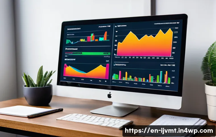 다양한 자산에 대한 ETF 포트폴리오 구성 - A modern, sleek home office setup featuring multiple computer screens displaying colorful, detailed ...